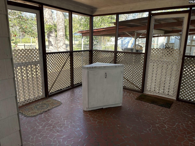 view of unfurnished sunroom