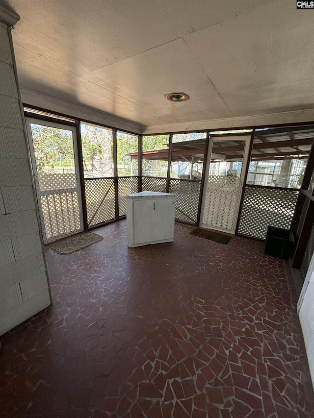 view of unfurnished sunroom