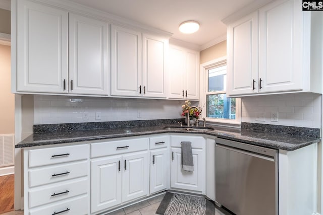 kitchen with white cabinetry and dishwasher