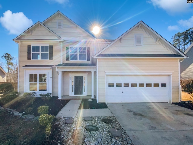 view of front of house with a garage