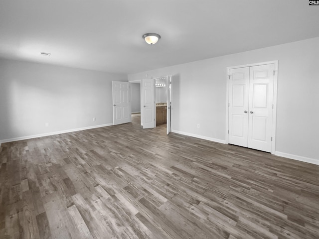 interior space with dark wood-type flooring