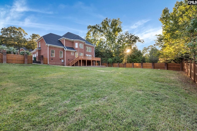 view of yard with a deck