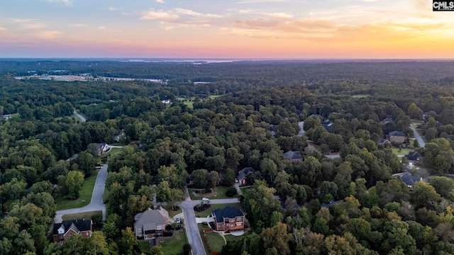 view of aerial view at dusk