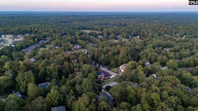 view of aerial view at dusk