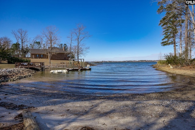 view of dock featuring a water view