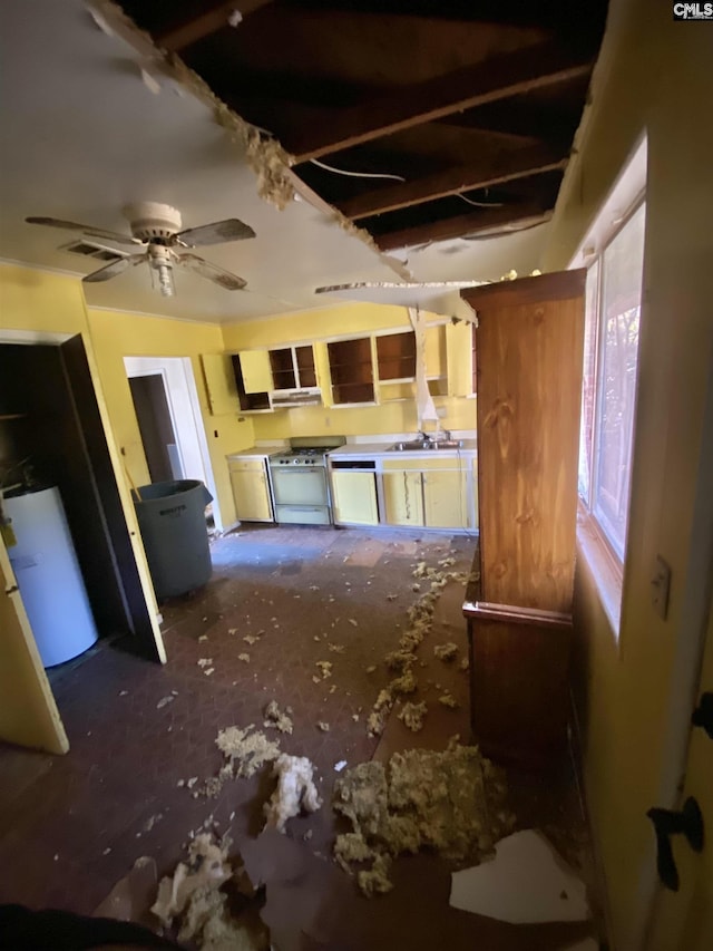 miscellaneous room with ceiling fan and sink