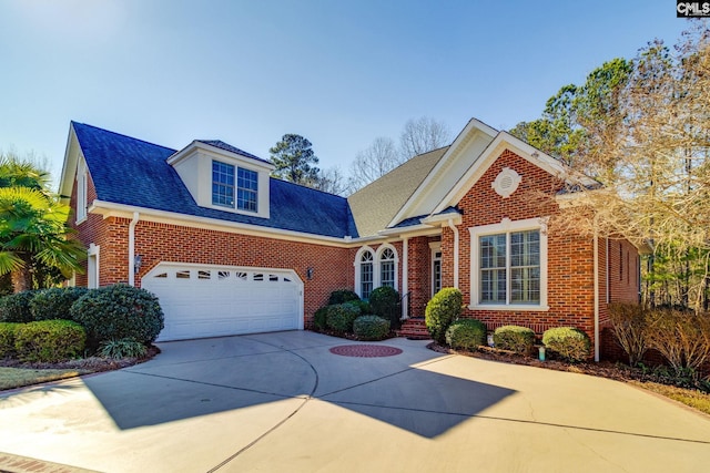 front of property with a garage