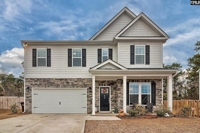 craftsman-style home with a garage