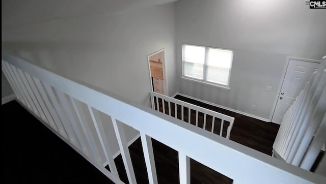 stairway with a towering ceiling