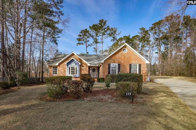 view of front of house with a front yard