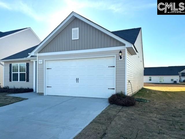 exterior space with a garage