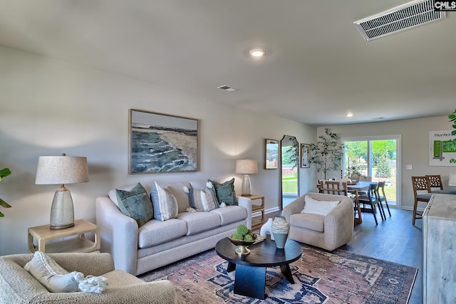 living room with wood-type flooring