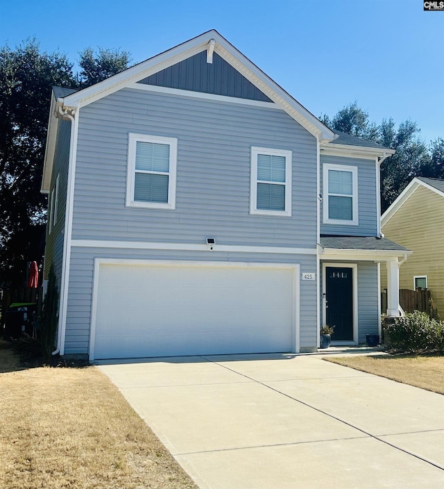 view of property featuring a garage