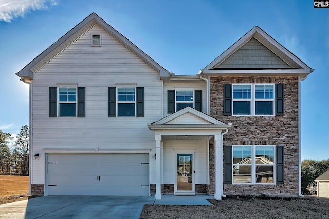 view of front of house with a garage