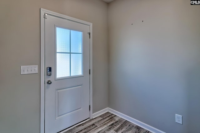 doorway featuring wood-type flooring