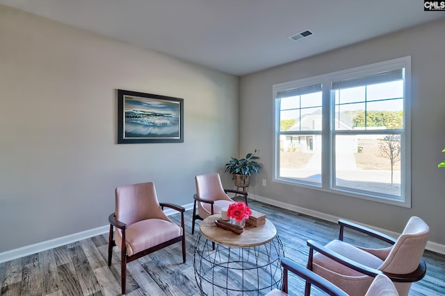 living area featuring hardwood / wood-style floors