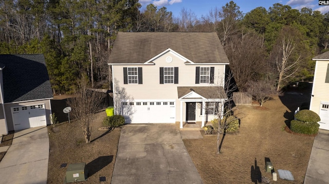 view of property with a garage