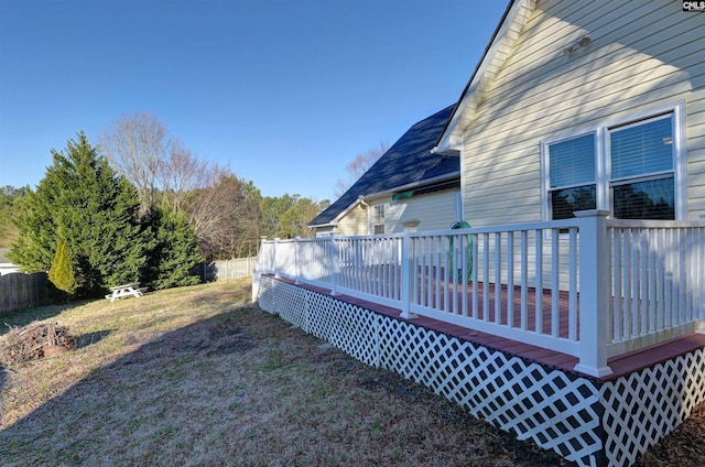 view of yard featuring a wooden deck