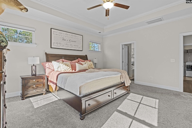 bedroom with carpet, multiple windows, and visible vents