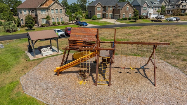 view of play area with a yard