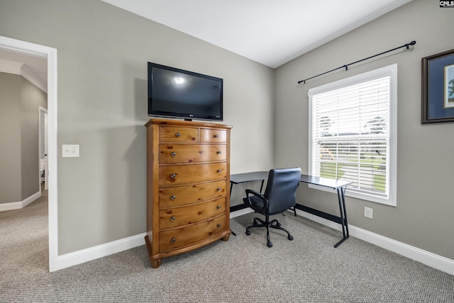 office area with light colored carpet