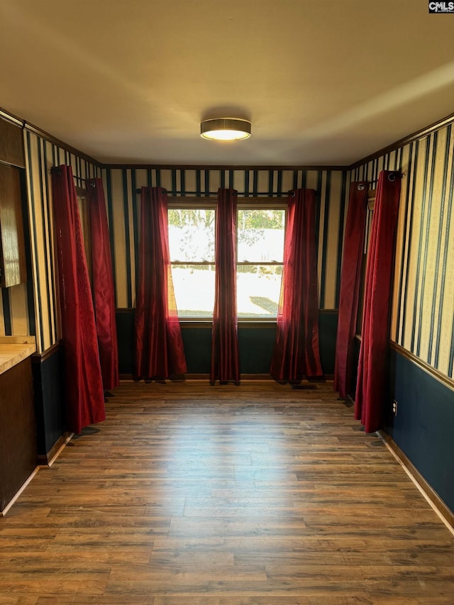 unfurnished room featuring dark wood-type flooring