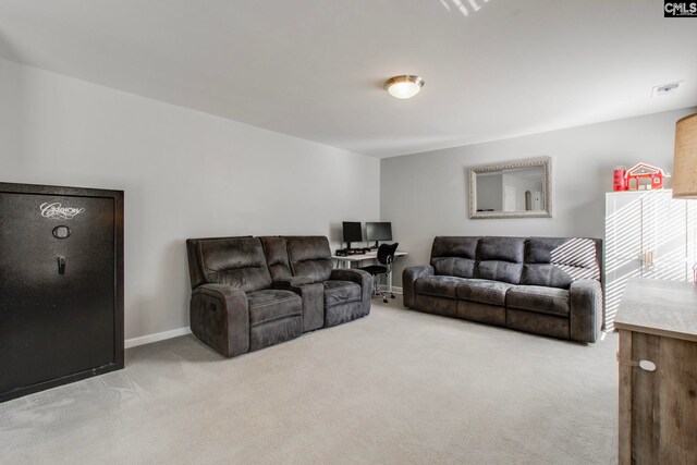 living room with light carpet