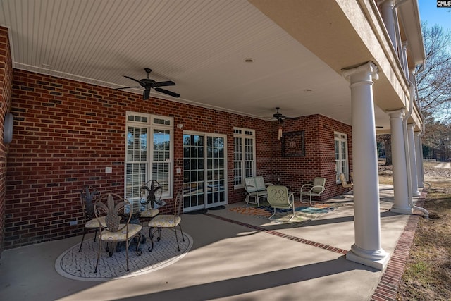 view of patio / terrace featuring ceiling fan