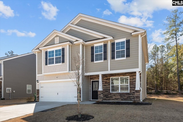 craftsman inspired home with a garage