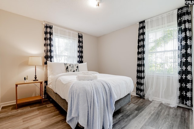 bedroom with wood-type flooring