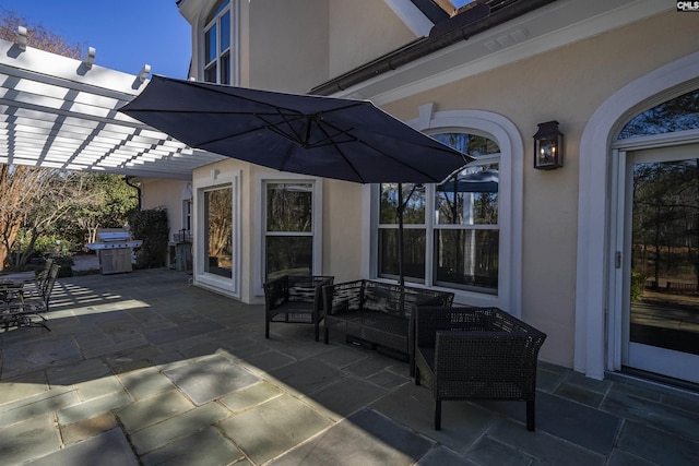 106 Stonebrook Dr, Blythewood, SC 29016 - view of patio with a grill, an outdoor living space, and a pergola