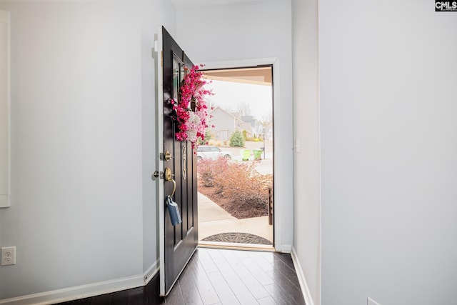 foyer featuring dark hardwood / wood-style floors