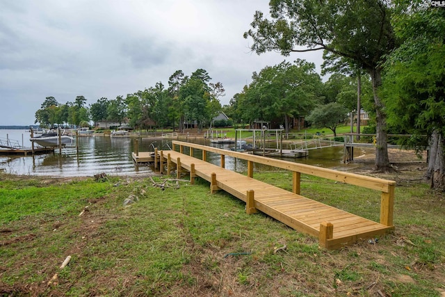 dock area featuring a water view