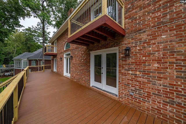 wooden terrace with french doors