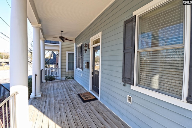 deck featuring ceiling fan