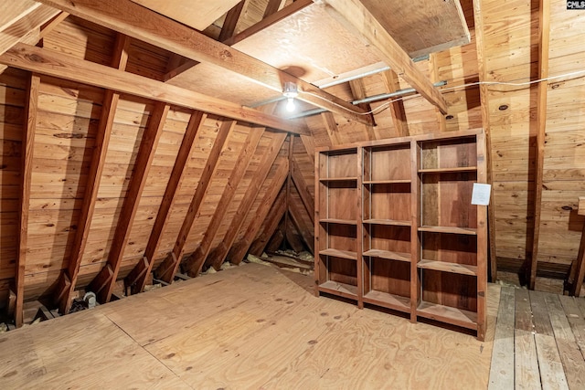 view of unfinished attic