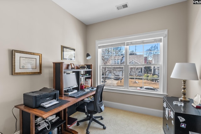 office space featuring carpet flooring