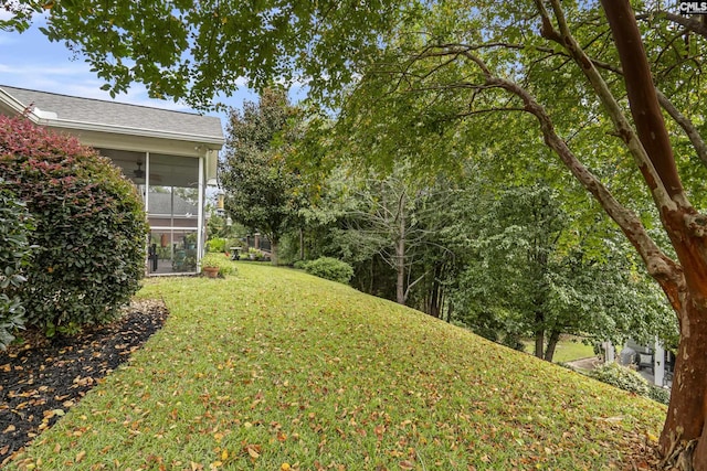 view of yard with a sunroom