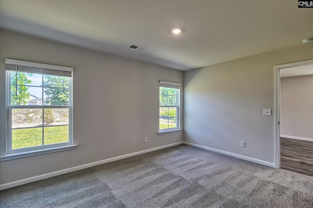 unfurnished room with plenty of natural light and carpet floors