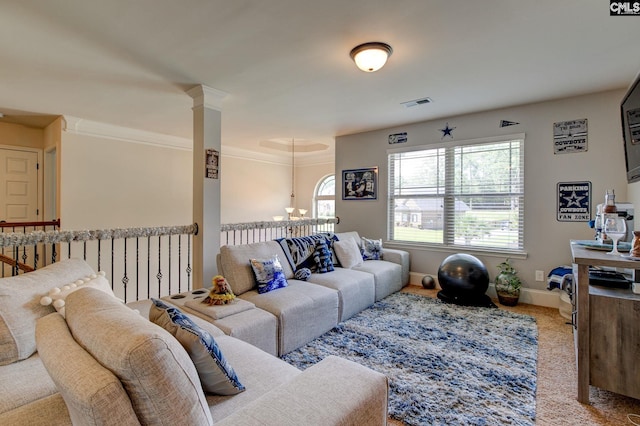 living room featuring carpet flooring