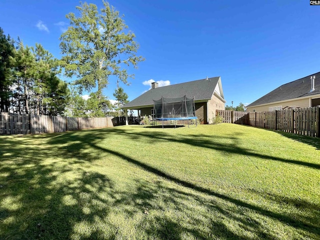 view of yard with a trampoline