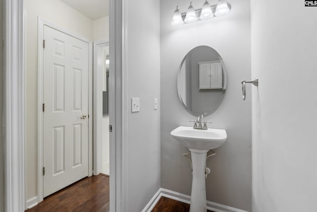 bathroom featuring wood-type flooring