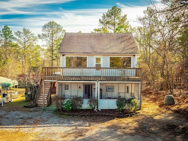 view of front of home featuring a deck