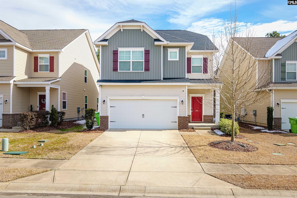 craftsman inspired home featuring a garage