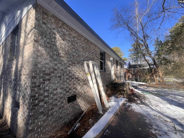 view of snow covered exterior