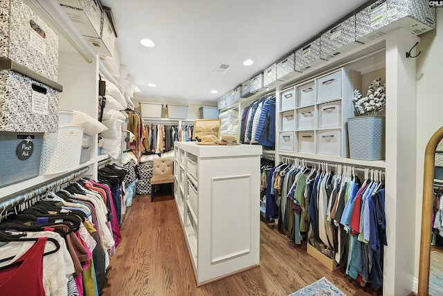 spacious closet with hardwood / wood-style flooring