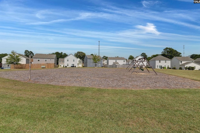 view of jungle gym with a yard