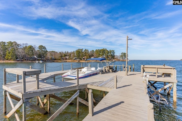 view of dock featuring a water view