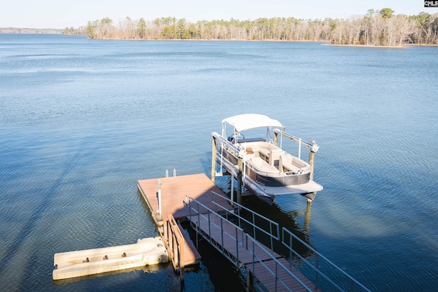 view of dock featuring a water view