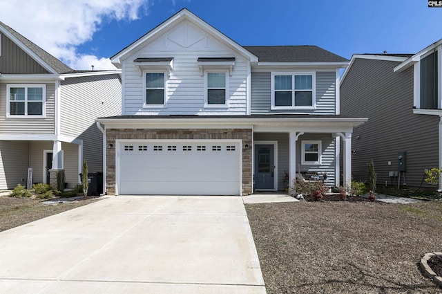 view of front of home with a garage